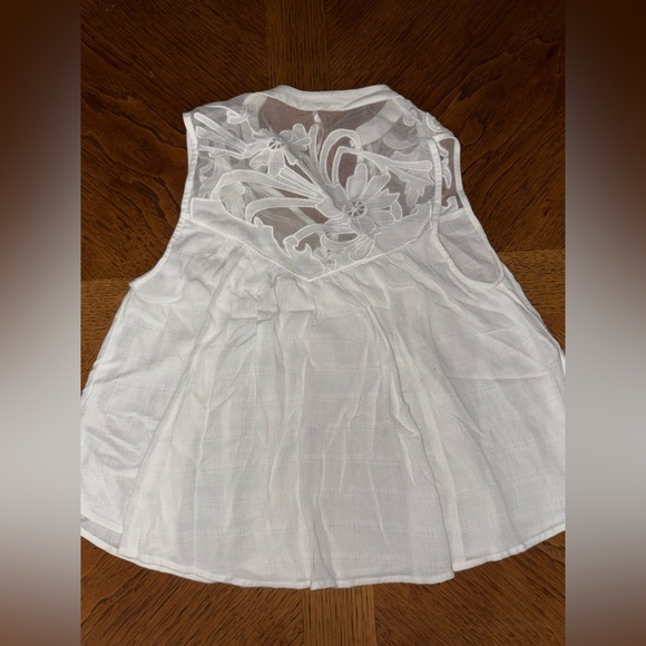 Free People Cream Pleated Tie Front Blouse - Picture 3 of 3